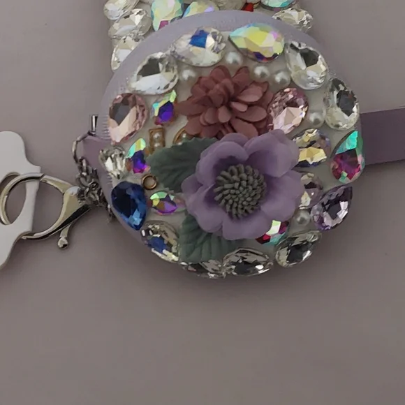 Embellished Lilac Floral Crystal (3 in 1) Key Chain, Bagcharm, Mirror - Picture 2 of 8